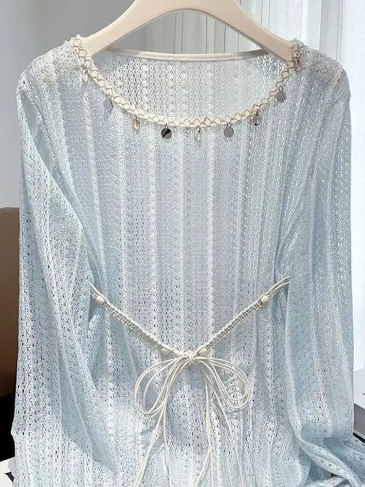 Boho Hollow Out Long Sleeve Knitted Top Women Korean Chic Lazy Lace Up Waist Loose Pullover Fashion Casual Thin Sweater
Boho Hollow Out Long Sleeve Knitted Top Women Korean Chic Lazy Lace Up Waist Loose Pullover Fashion Casual Thin Sweater