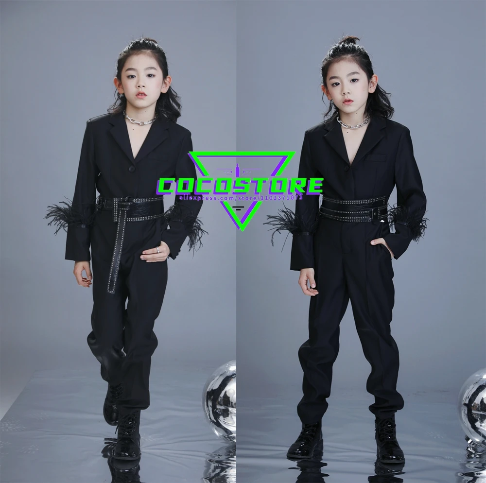 Black Feather Suit Children Performance Clothes K-pop Stage Outfits Jazz Dance Costumes For kids Stage Wear for boys and girls
Black Feather Suit Children Performance Clothes K-pop Stage Outfits Jazz Dance Costumes For kids Stage Wear for boys and girls