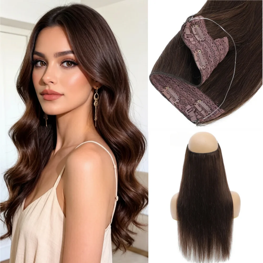 Halo Hair Extensions Human Hair 16 Inch Hidden Wire Clip In Hair Ombre Brown Color Human Remy Fish Line Hair Extension
Halo Hair Extensions Human Hair 16 Inch Hidden Wire Clip In Hair Ombre Brown Color Human Remy Fish Line Hair Extension