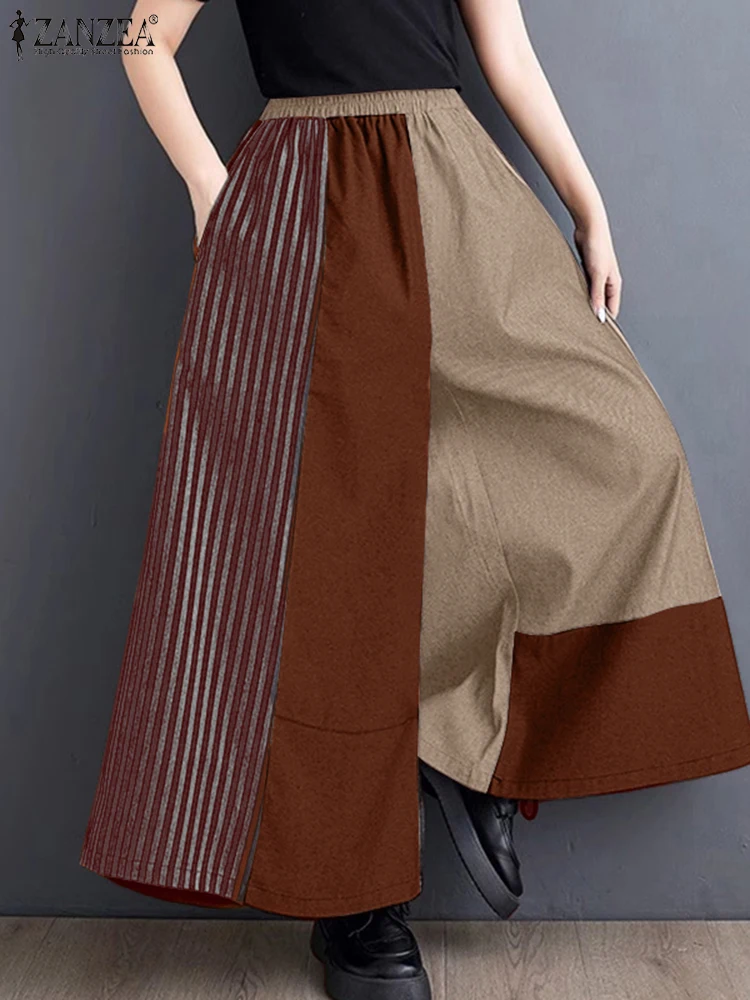 Fashion Korean Pocket Elastic Waist Pantalons Holiday PantsZANZEA Women Colorblock Pants Casual Retro Printed Wide Leg Trouser
Fashion Korean Pocket Elastic Waist Pantalons Holiday PantsZANZEA Women Colorblock Pants Casual Retro Printed Wide Leg Trouser