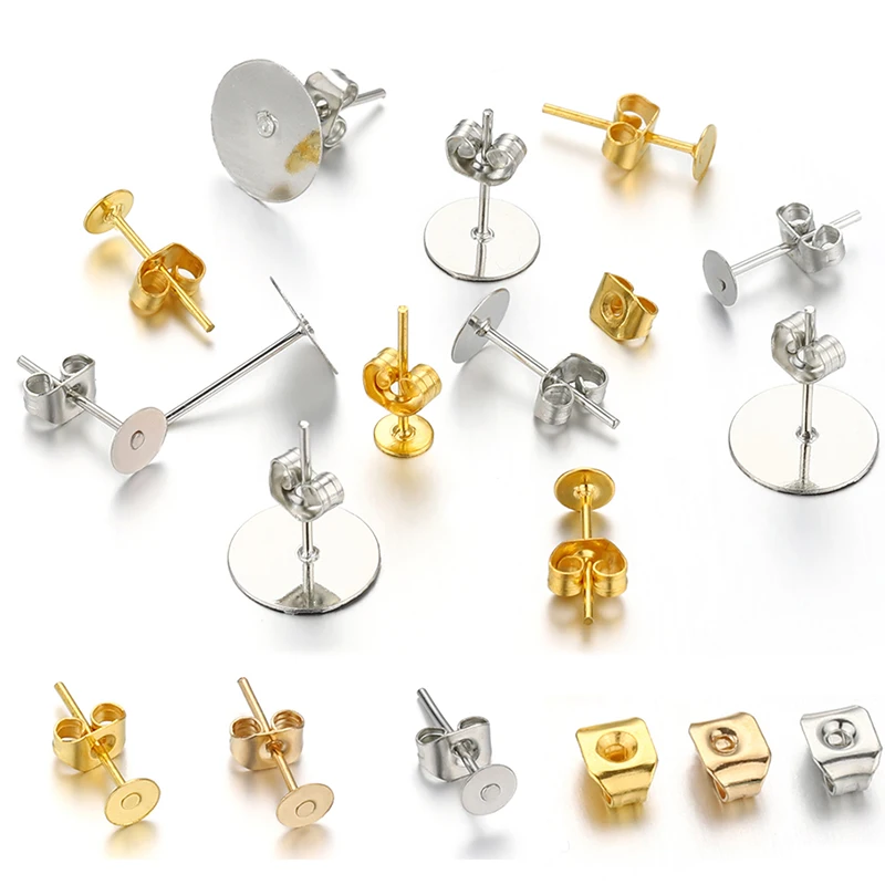 100pcs 4mm-10mm Earrings Blank Post Earring Studs Base Pins With Ear Back Ear Plug Set for DIY Jewelry Making Findings Supplies
100pcs 4mm-10mm Earrings Blank Post Earring Studs Base Pins With Ear Back Ear Plug Set for DIY Jewelry Making Findings Supplies