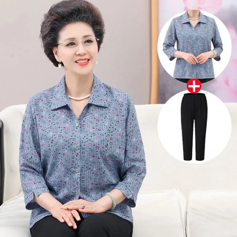 2025 Middle Aged Mother Large Size 4XL Blouse Korean Female Seven Points Sleeves Shirt Spring Summer Lady Printing Cardigan Top
2025 Middle Aged Mother Large Size 4XL Blouse Korean Female Seven Points Sleeves Shirt Spring Summer Lady Printing Cardigan Top