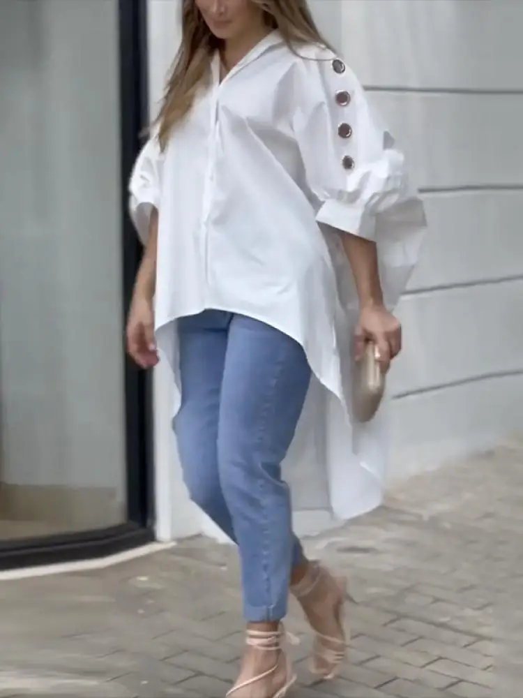 Yeezzi 2023 New Arrivals Fashion Puff Sleeves High-Low Hollow Lapel Blouses Spring Autumn Loose Casual Shirts Tops For Women
Yeezzi 2023 New Arrivals Fashion Puff Sleeves High-Low Hollow Lapel Blouses Spring Autumn Loose Casual Shirts Tops For Women
