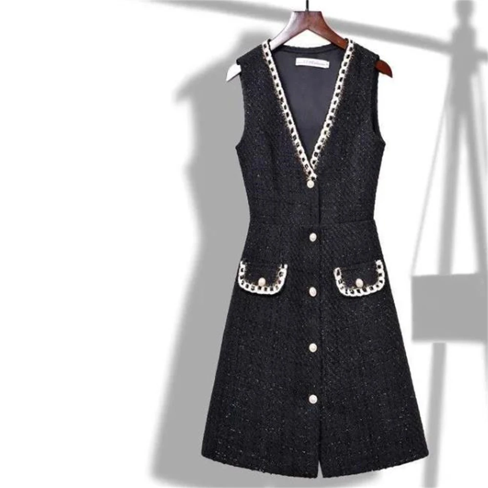 Party Vestido For Women 2024 Autumn Winter Woolen Robe Gilet Thicken Women Vest Dress Chic Slim Office A-line Tweed Dresses
Party Vestido For Women 2024 Autumn Winter Woolen Robe Gilet Thicken Women Vest Dress Chic Slim Office A-line Tweed Dresses