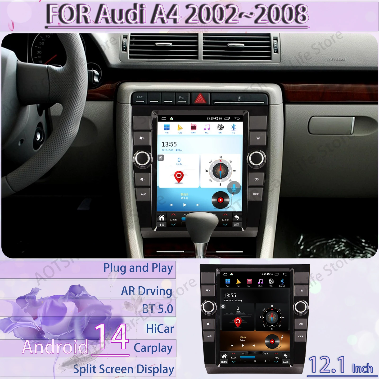 AI Voice Automotive Multimedia Stereo Android AUTO For Audi A4 2002~2008 GPS Navigation Car Radio Carplay Touch Screen Head Unit
AI Voice Automotive Multimedia Stereo Android AUTO For Audi A4 2002~2008 GPS Navigation Car Radio Carplay Touch Screen Head Unit