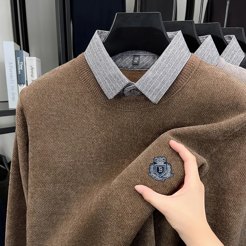 Luxury Quality Men's Knitted Shirt Thick Velvet Solid Color Soft Badge Print Hoodie Winter Shirt Lapel Commuter Warm Menswear
Luxury Quality Men's Knitted Shirt Thick Velvet Solid Color Soft Badge Print Hoodie Winter Shirt Lapel Commuter Warm Menswear