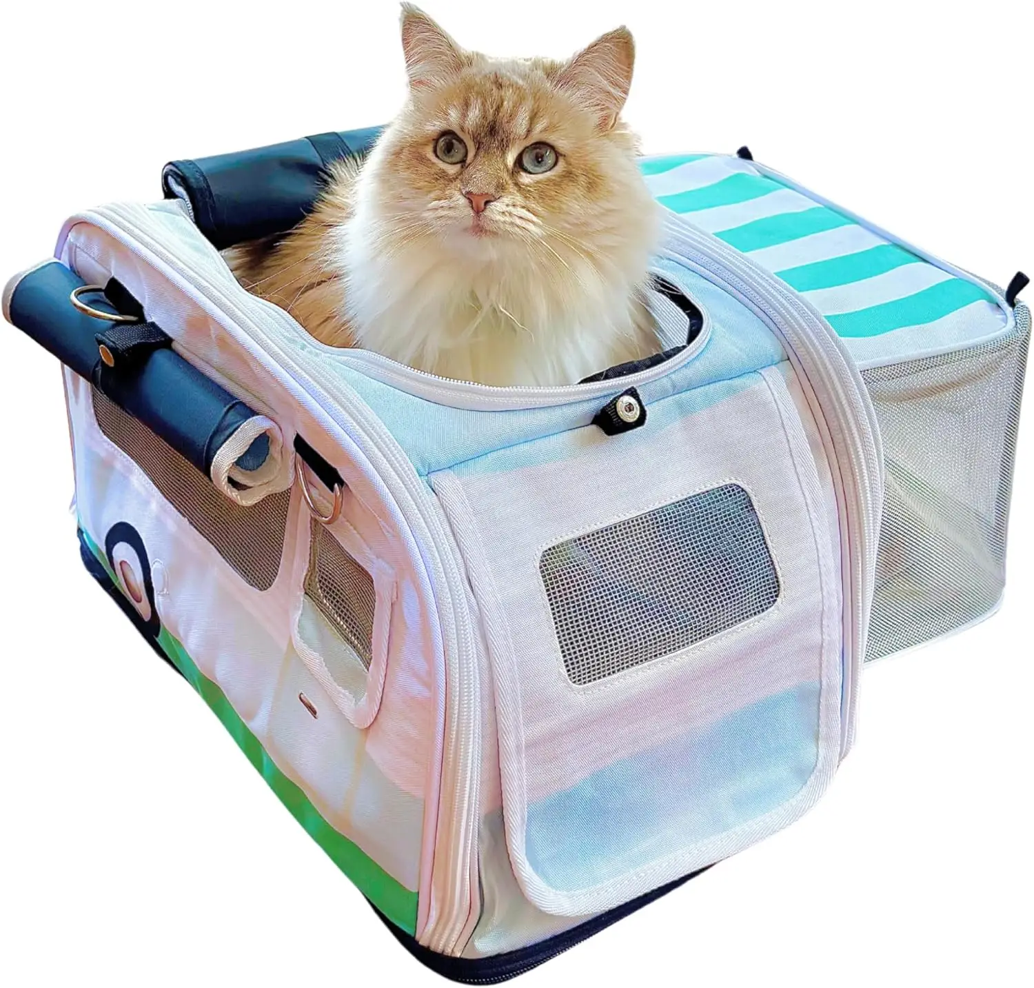 Soft-Sided Airline Approved Cat Carrier with Expandable Hideaway | Escape-Proof SBS Self-Locking Zippers | 22 lb Capacity | V
Soft-Sided Airline Approved Cat Carrier with Expandable Hideaway | Escape-Proof SBS Self-Locking Zippers | 22 lb Capacity | V