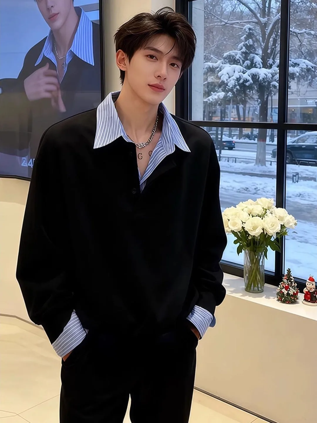 Men's Faux Two-Piece Striped irt Collar Hoodie Winter College Sle Long Sve Fce Lined American Sle Inner irt
Men's Faux Two-Piece Striped irt Collar Hoodie Winter College Sle Long Sve Fce Lined American Sle Inner irt