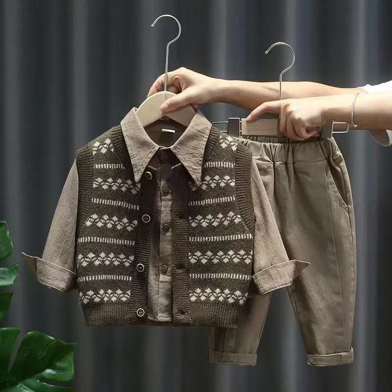 Baby Spring And Autumn Set 2025 New Style Boys' Stylish Vest Knitted Three Piece Set Children's Cardigan Sweater
Baby Spring And Autumn Set 2025 New Style Boys' Stylish Vest Knitted Three Piece Set Children's Cardigan Sweater