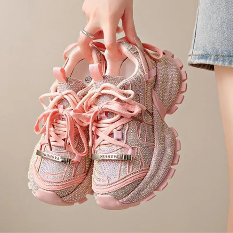 2026 New Fashion Chunky Sneakers Women Full Diamond Strap Thick Soled Casual Sports Shoes Pink Colors Sneakers Zapatos Mujer
2026 New Fashion Chunky Sneakers Women Full Diamond Strap Thick Soled Casual Sports Shoes Pink Colors Sneakers Zapatos Mujer