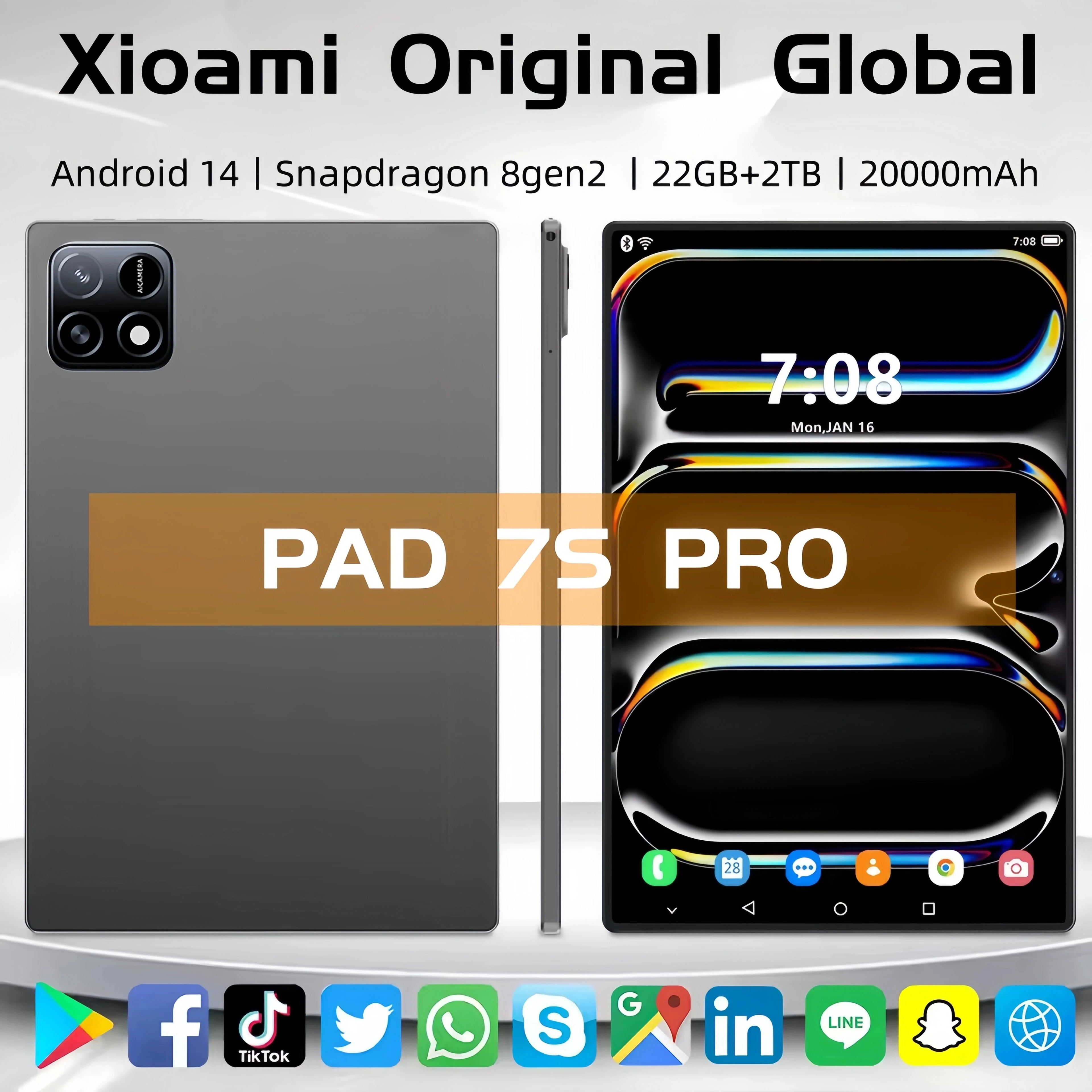 2025 Original Global Version Pad 7s Pro Tablet PC Snapdragon 8Gen 2 Android 14 20000mAh 22GB+2TB 5G Dual SIM Card HD 4K Tablet
2025 Original Global Version Pad 7s Pro Tablet PC Snapdragon 8Gen 2 Android 14 20000mAh 22GB+2TB 5G Dual SIM Card HD 4K Tablet