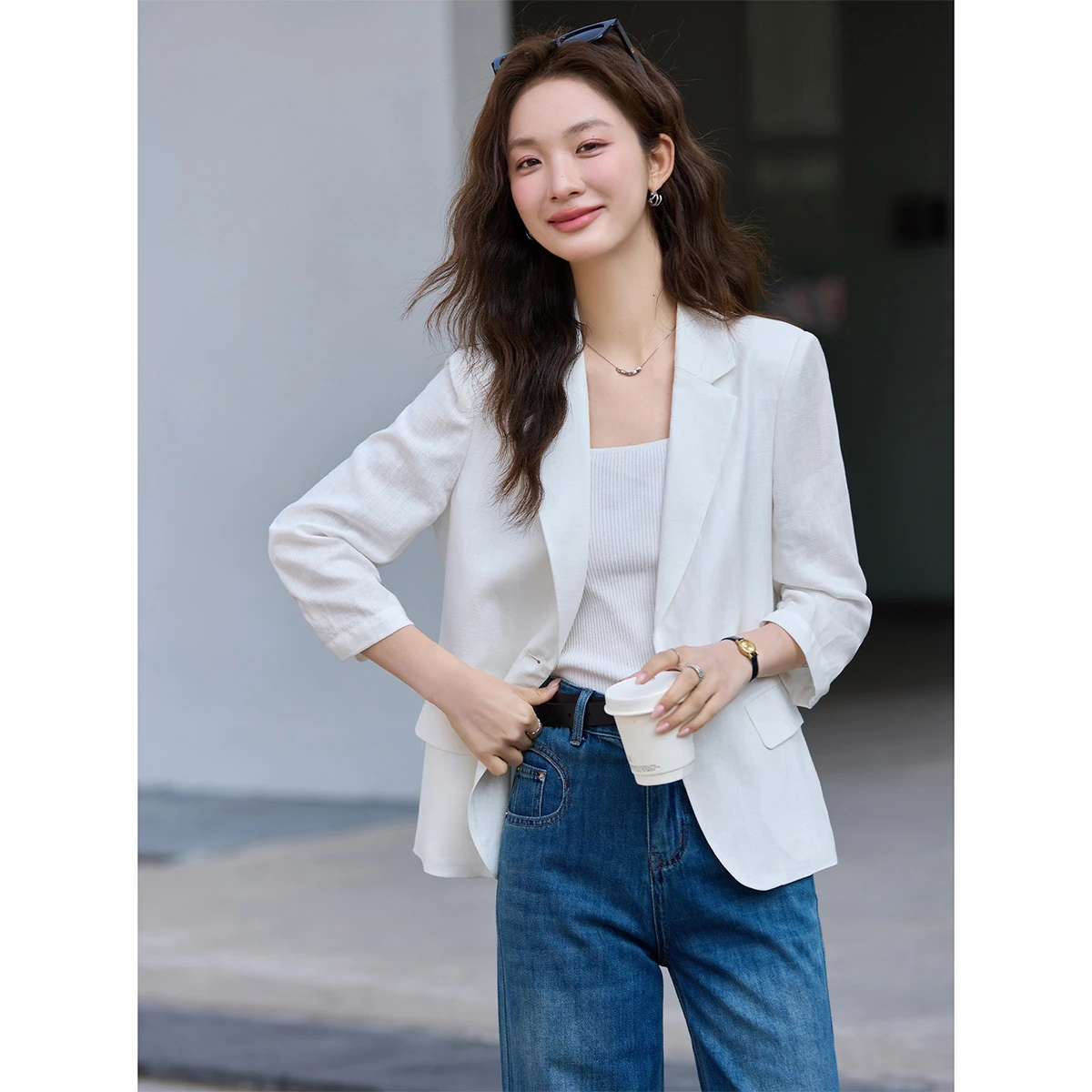VIMLY Women's White Jacket 2026 Spring New Old Money Style Three Quarter Sleeve Single Button Versatile Office Blazer A5171
VIMLY Women's White Jacket 2026 Spring New Old Money Style Three Quarter Sleeve Single Button Versatile Office Blazer A5171