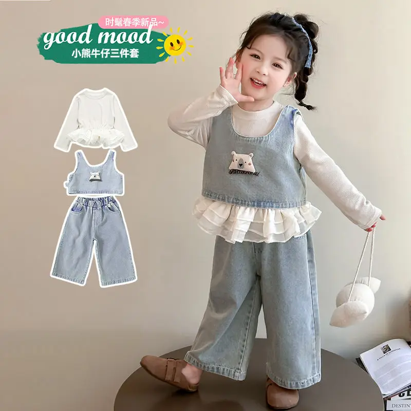 Милый мультяшный весенне-осенний детский джинсовый жилет для девочек, жилет + рубашки + джинсовые брюки, костюмы из 3 предметов, модная одежда для вечеринок
Милый мультяшный весенне-осенний детский джинсовый жилет для девочек, жилет + рубашки + джинсовые брюки, костюмы из 3 предметов, модная одежда для вечеринок