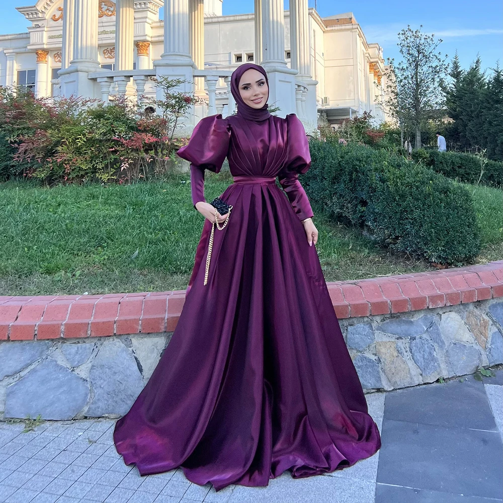 Muslim Evening Dresses High Neck Long Lantern Sleeve Vintage Prom Dress Wedding Guest Party Dress Customized robes de soirée 
Muslim Evening Dresses High Neck Long Lantern Sleeve Vintage Prom Dress Wedding Guest Party Dress Customized robes de soirée