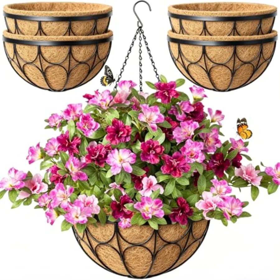 4 Pack Inch Hanging Planters for Outdoor Plants Large Wire Flower Hanging Basket with Coco Liners for Balconies, Patios, Porch,
4 Pack Inch Hanging Planters for Outdoor Plants Large Wire Flower Hanging Basket with Coco Liners for Balconies, Patios, Porch,