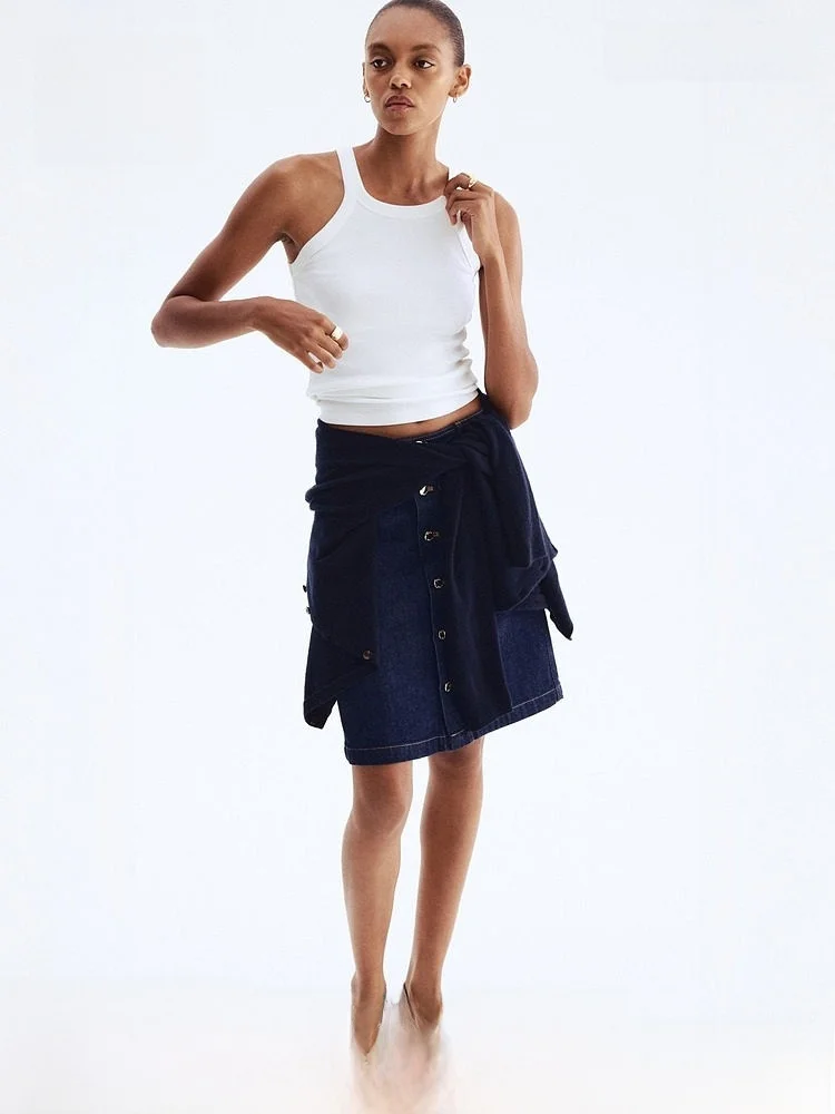 H&M Spring Women's Denim Skirt Casual High Waist Cotton A-Line Skirt Slim Fit Sle Cotton 00% Fabric Proc
H&M Spring Women's Denim Skirt Casual High Waist Cotton A-Line Skirt Slim Fit Sle Cotton 00% Fabric Proc