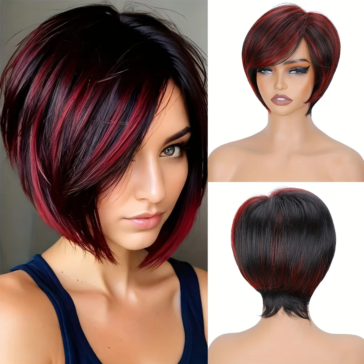 Женский прямой синтетический парик с красными и черными прядями, подходит для повседневной носки, вечеринок и особых случаев.
Женский прямой синтетический парик с красными и черными прядями, подходит для повседневной носки, вечеринок и особых случаев.