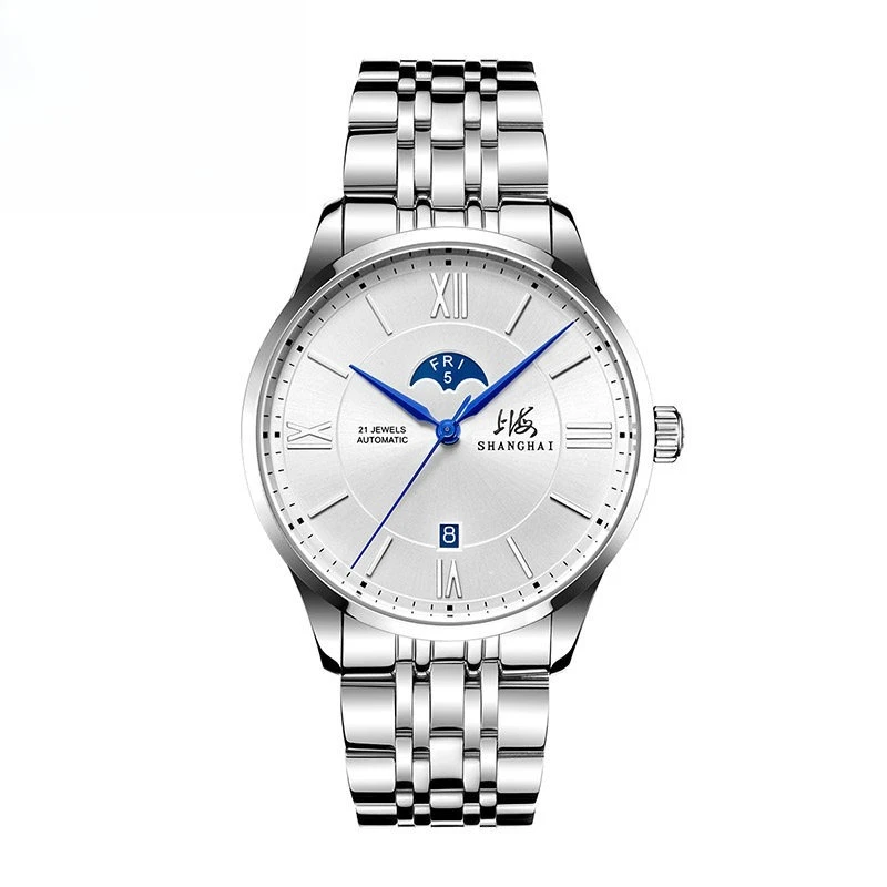 Shanghai watch men's sun, moon and stars trend fashion double calendar domestic mechanical watch 929
Shanghai watch men's sun, moon and stars trend fashion double calendar domestic mechanical watch 929