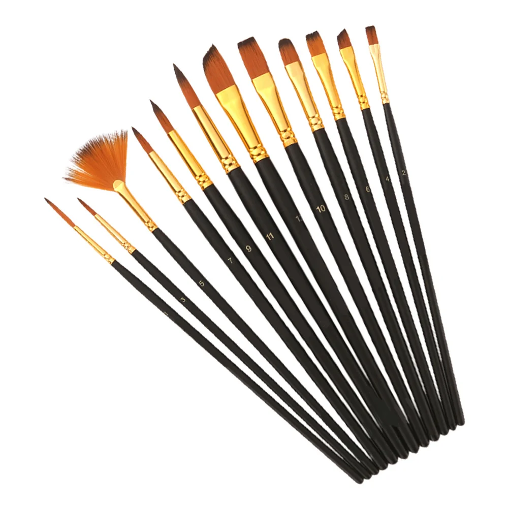 12Pcs High Quality Paint Brush Set Comfortable Wooden Handle Long Stem Nylon Hair Brushes for Mixed Media Watercolor Oil
12Pcs High Quality Paint Brush Set Comfortable Wooden Handle Long Stem Nylon Hair Brushes for Mixed Media Watercolor Oil