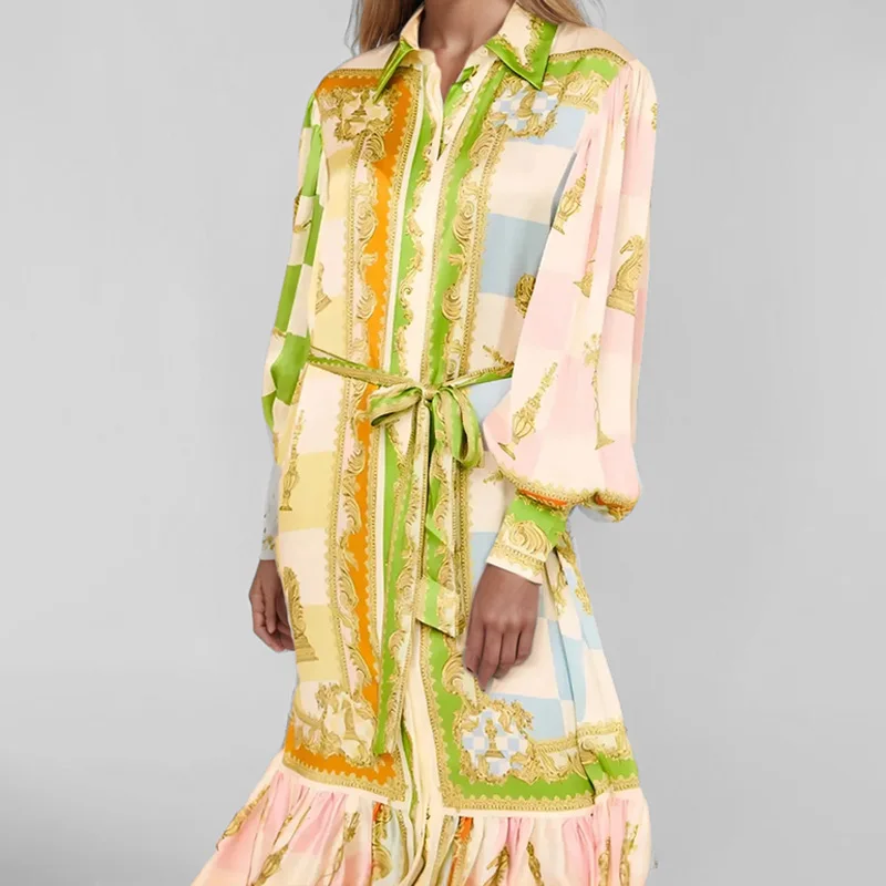 2025 New Resort Casual Colorful Baroque Print Long Sleeve Flared Hem European and American Style Dress C001
2025 New Resort Casual Colorful Baroque Print Long Sleeve Flared Hem European and American Style Dress C001