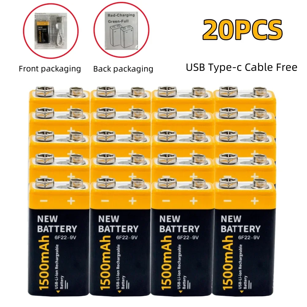 9V battery 1500mAh li-ion Rechargeable battery Type-C Battery 9v for Multimeter Microphone Toy Remote Control KTV use
9V battery 1500mAh li-ion Rechargeable battery Type-C Battery 9v for Multimeter Microphone Toy Remote Control KTV use