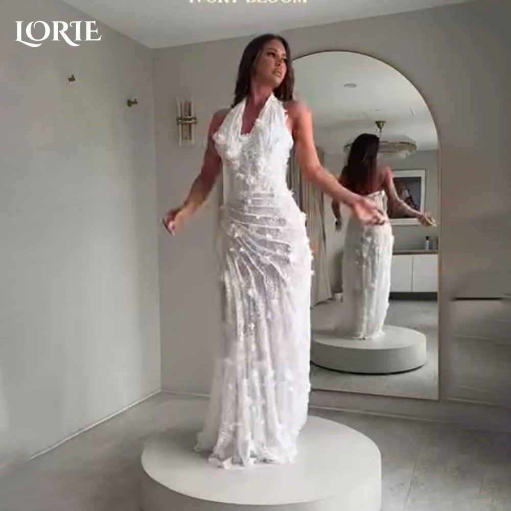 LORIE Lace Luxurious Wedding Dress 3D Flower Halter Appliques Mermaid V Neck Bride Bridal Dress Backless Customized Boho Dresses
LORIE Lace Luxurious Wedding Dress 3D Flower Halter Appliques Mermaid V Neck Bride Bridal Dress Backless Customized Boho Dresses