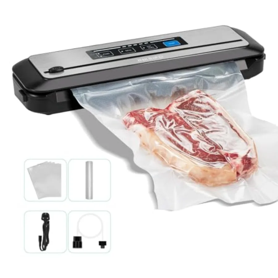Vacuum Sealer Machine for kitchen food preservation, ABS plastic body, black color, automatic PowerVac sealing with dry moist m
Vacuum Sealer Machine for kitchen food preservation, ABS plastic body, black color, automatic PowerVac sealing with dry moist m