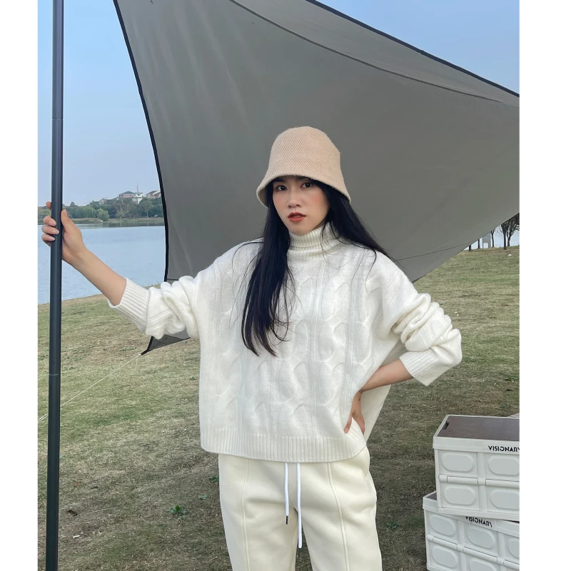 White Woolen High Collar Knitted Sweater Twist Flower Design Warm Commute Sle Long Sve Regular Fit Autumn Winter Faion
White Woolen High Collar Knitted Sweater Twist Flower Design Warm Commute Sle Long Sve Regular Fit Autumn Winter Faion