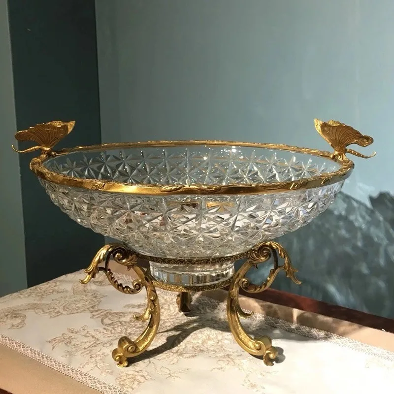 Light luxury fruit plate crystal with brass fruit plate decorative coffee tale ornament crystal glass transparent home
Light luxury fruit plate crystal with brass fruit plate decorative coffee tale ornament crystal glass transparent home