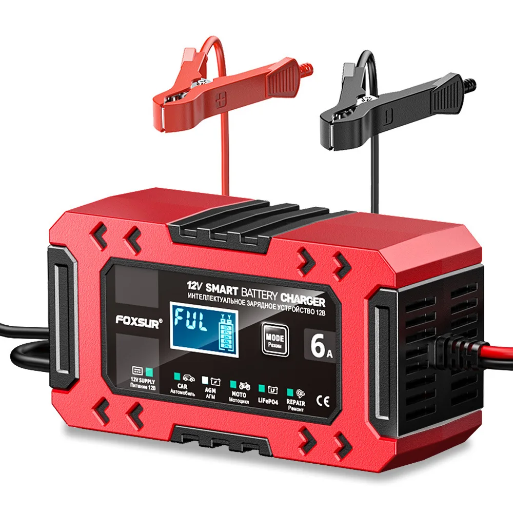 FOXSUR полностью автоматическое автомобильное зарядное устройство 12 В 6 А с цифровым дисплеем 10-ступенчатое зарядное устройство Power Puls ремонт зарядные устройства для мотоциклов
FOXSUR полностью автоматическое автомобильное зарядное устройство 12 В 6 А с цифровым дисплеем 10-ступенчатое зарядное устройство Power Puls ремонт зарядные устройства для мотоциклов