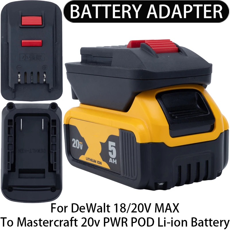 Adapter/Converter for Mastercraft 20V PWR POD Li-Ion Tools to DeWalt 18/20V MAX Li-Ion Battery Adapter Tool Accessory
Adapter/Converter for Mastercraft 20V PWR POD Li-Ion Tools to DeWalt 18/20V MAX Li-Ion Battery Adapter Tool Accessory
