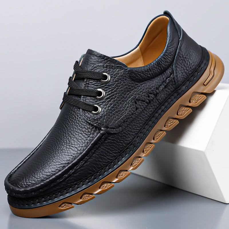 Brand Top Layer Cowhide Breathable Men Non Slip Casual Leather Shoe Fashionable Summer Comfortable Soft Soled Lace Up Board Shoe
Brand Top Layer Cowhide Breathable Men Non Slip Casual Leather Shoe Fashionable Summer Comfortable Soft Soled Lace Up Board Shoe