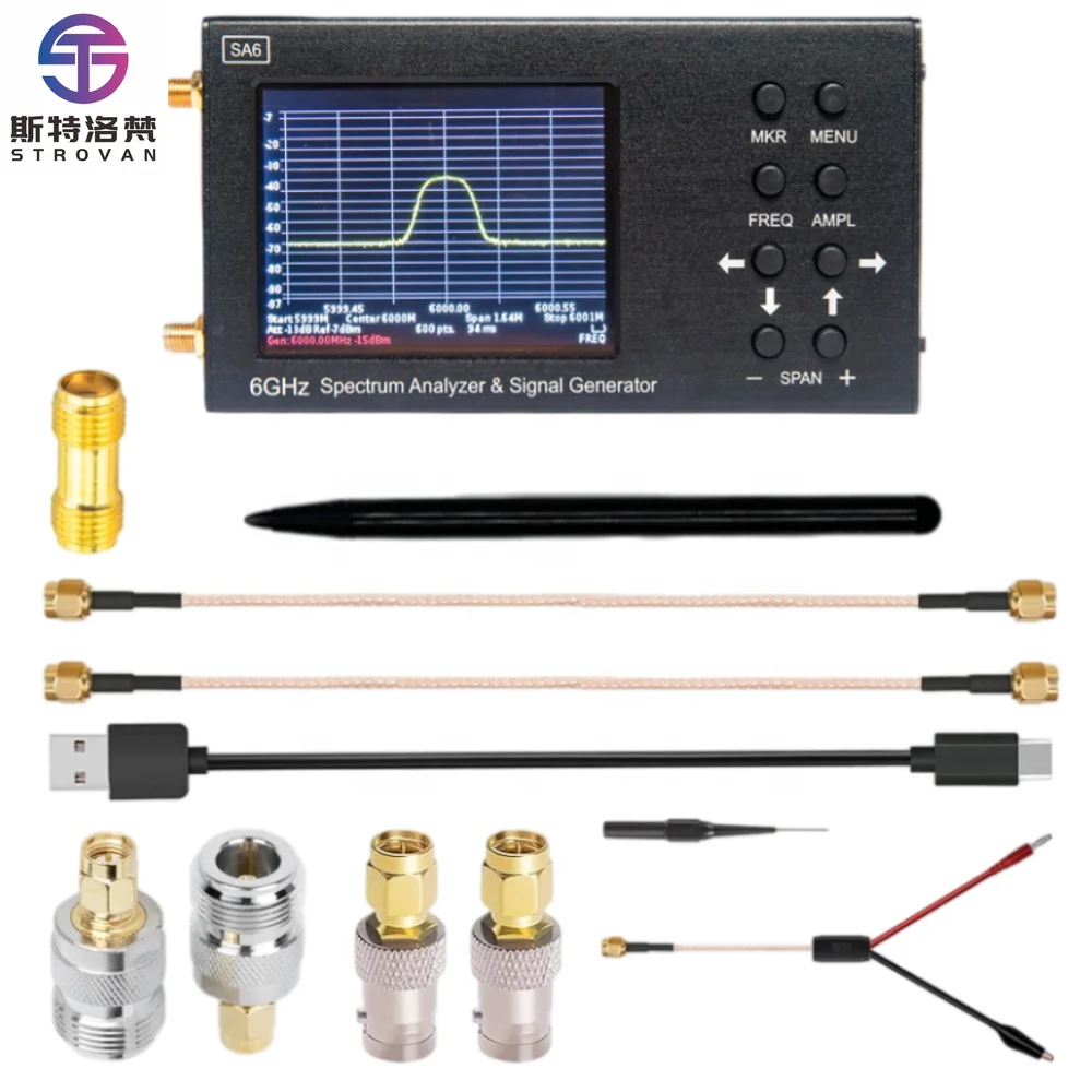 SA6 Handheld Antenna Analyzer 35-6200 MHz Spectrum Analyzer PC Software for Radio Signal Measuring Direction Finding
SA6 Handheld Antenna Analyzer 35-6200 MHz Spectrum Analyzer PC Software for Radio Signal Measuring Direction Finding