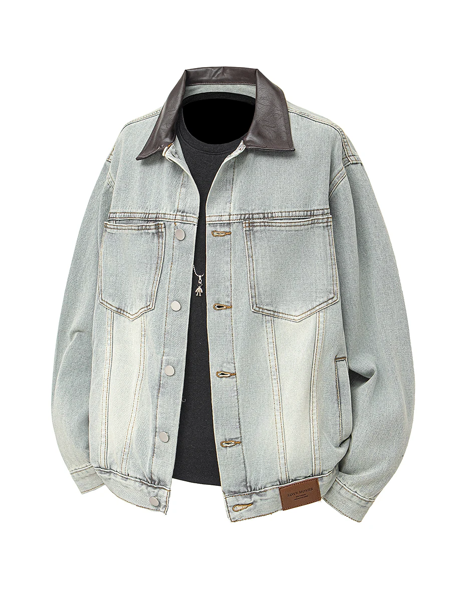 Куртка мужская джинсовая из искусственной кожи Waed, весна-осень, уличный стиль, модная рабочая одежда, свободный крой, длинный рукав, цветной
Куртка мужская джинсовая из искусственной кожи Waed, весна-осень, уличный стиль, модная рабочая одежда, свободный крой, длинный рукав, цветной