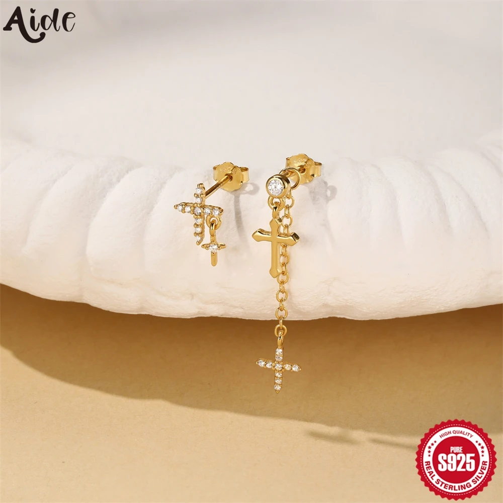 Aide S925 Sterling Silver Asymmetric Cross Earrings Dainty Double Cz Cross Chain Studs for Women Celestial Minimalist Jewelry
Aide S925 Sterling Silver Asymmetric Cross Earrings Dainty Double Cz Cross Chain Studs for Women Celestial Minimalist Jewelry