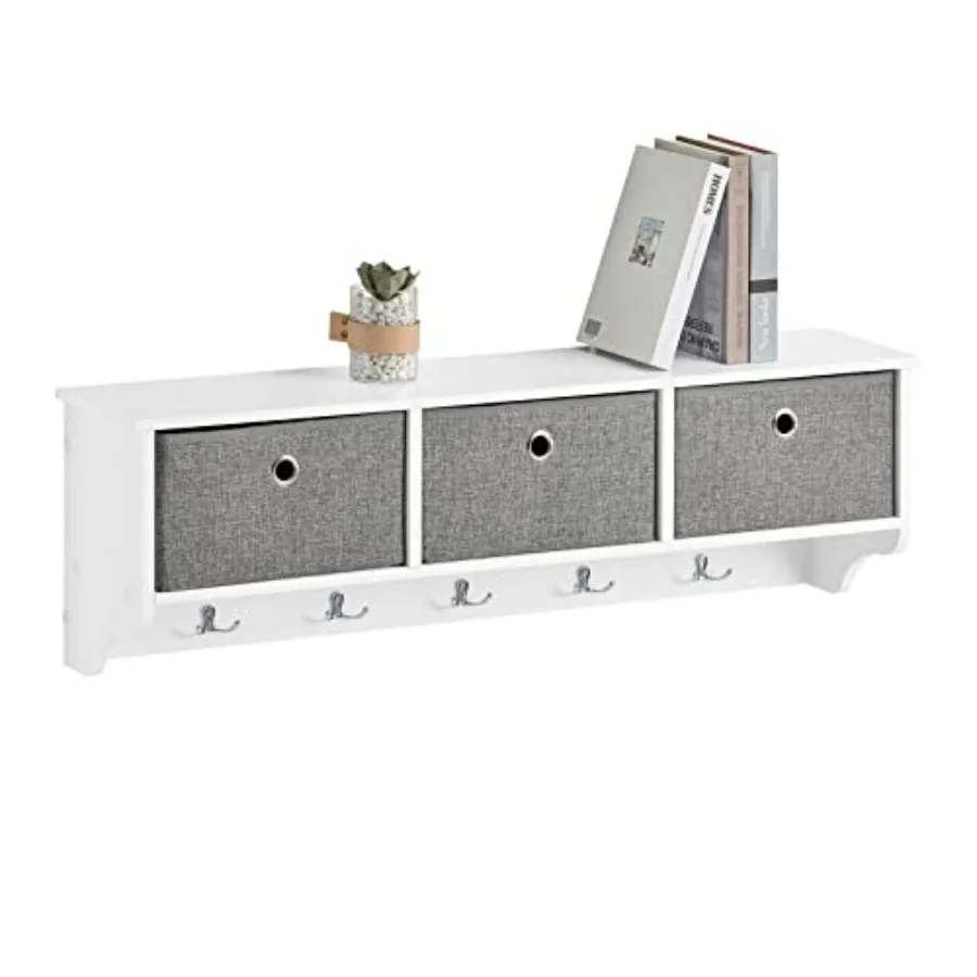 Wall Shelf with Hooks Coat Rack Wall Mounted with Shelf Entryway Wall Cubby Storage Cabinet Unit with 3 Baskets 5 Hooks Wihte F
Wall Shelf with Hooks Coat Rack Wall Mounted with Shelf Entryway Wall Cubby Storage Cabinet Unit with 3 Baskets 5 Hooks Wihte F