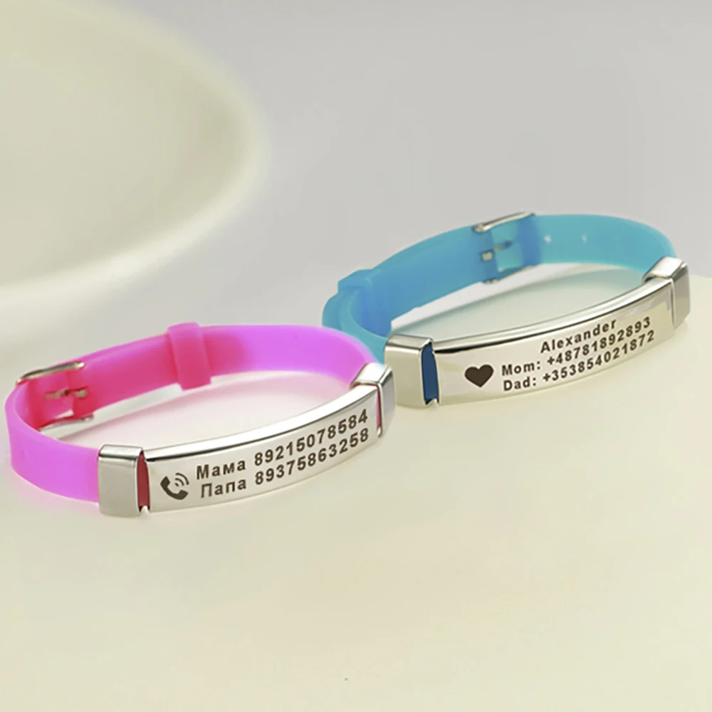 Personalized ID Bracelet Kids Children Adjustable Soft Silicone Stainless Steel Pendant Emergency Name Phone Custom Bracelets
Personalized ID Bracelet Kids Children Adjustable Soft Silicone Stainless Steel Pendant Emergency Name Phone Custom Bracelets