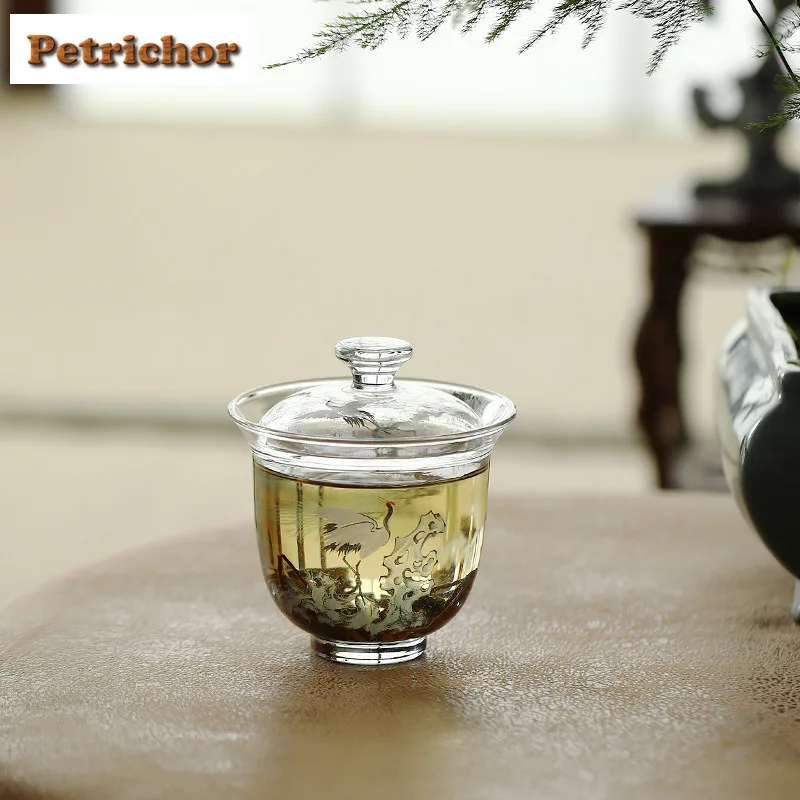 150ml Pine Crane Heat-resistant Thick Glass Gaiwan Retro Tea Tureen Tea Bowl With Lid Kit Tea Maker Cover Bowl For Tea Ornaments
150ml Pine Crane Heat-resistant Thick Glass Gaiwan Retro Tea Tureen Tea Bowl With Lid Kit Tea Maker Cover Bowl For Tea Ornaments