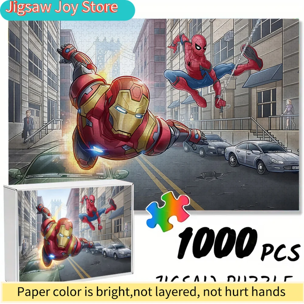 of Marvel-Themed Seamless Puzzles Z9.19-49, Featuring Iron Man And Spider-Man Flying in The City - Durable Thick Puzzle, a Gre
of Marvel-Themed Seamless Puzzles Z9.19-49, Featuring Iron Man And Spider-Man Flying in The City - Durable Thick Puzzle, a Gre