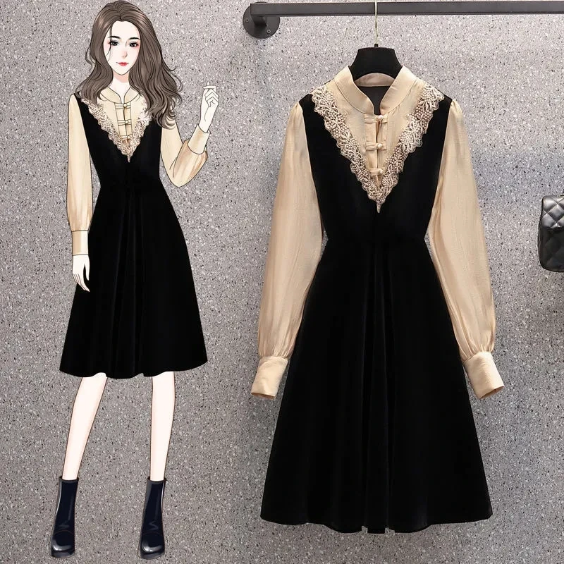 Dress Womens 2022 Spring Summer French Elegant Retro Slim Stitching Dresses Women Casual Large Size Fake Two-piece Long Skirt
Dress Womens 2022 Spring Summer French Elegant Retro Slim Stitching Dresses Women Casual Large Size Fake Two-piece Long Skirt