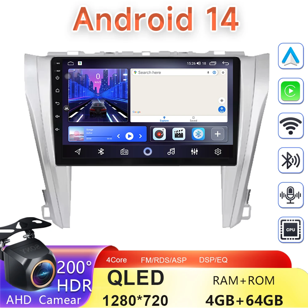 Автомобильный мультимедийный видеоплеер для Toyota Camry 2015-2017 Android 14 GPS-навигация Радио QLED экран беспроводной Carplay DTS BT DVD
Автомобильный мультимедийный видеоплеер для Toyota Camry 2015-2017 Android 14 GPS-навигация Радио QLED экран беспроводной Carplay DTS BT DVD
