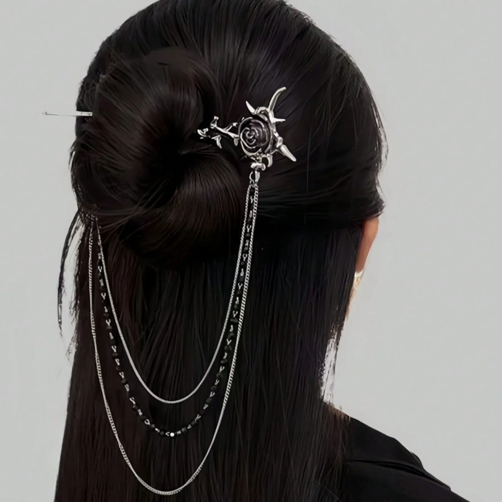 1PC Gothic Punk Thorn Rose Tassel Beaded Chain Hair Accessory & Hair Clip (For Women), Zinc Alloy
1PC Gothic Punk Thorn Rose Tassel Beaded Chain Hair Accessory & Hair Clip (For Women), Zinc Alloy
