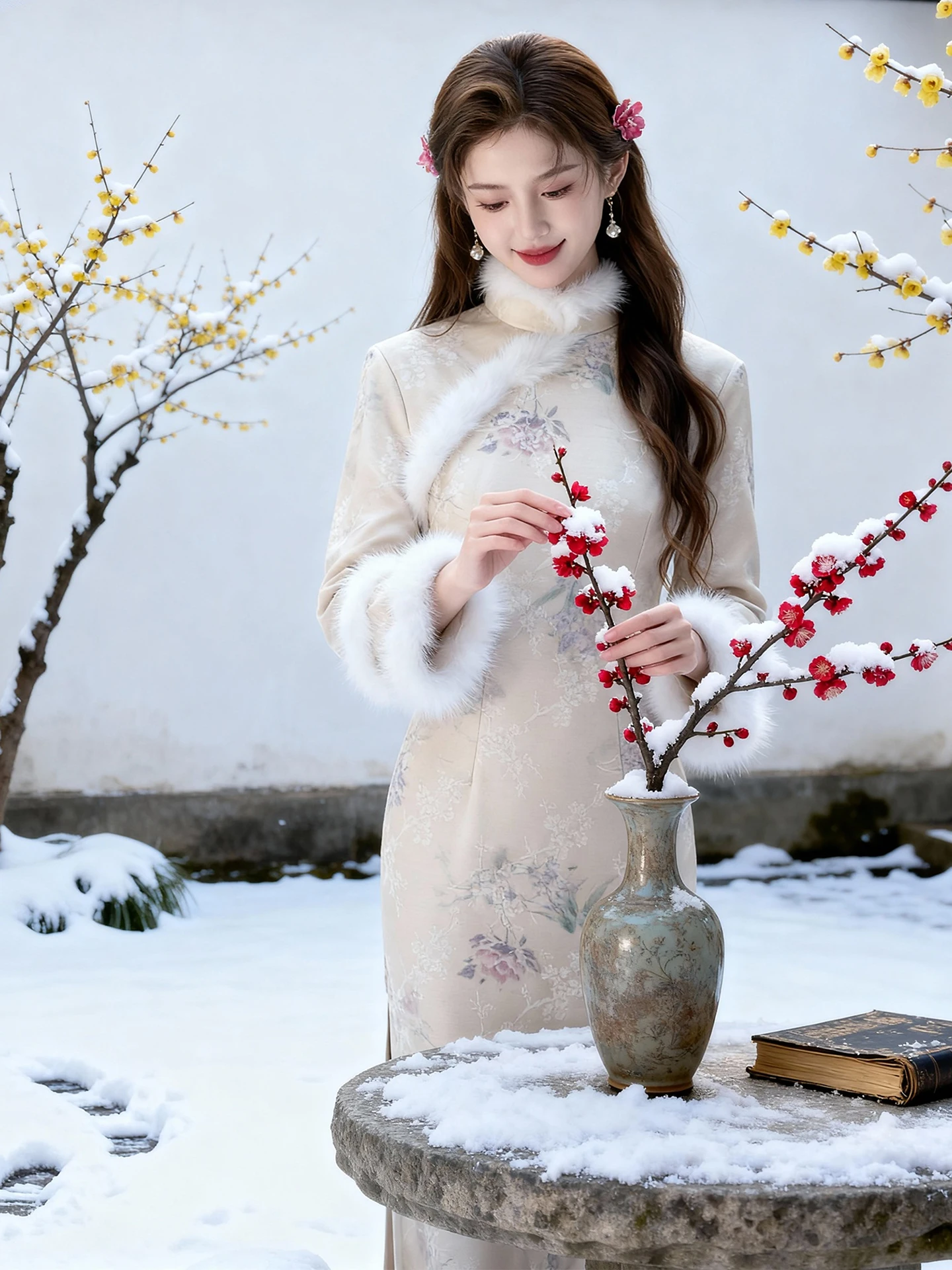 Young Women's Thickened Fleece Lined Long Sleeve Qipao Dress Elegant Ladylike Warm Winter Fashion Retro Style Midi Dress
Young Women's Thickened Fleece Lined Long Sleeve Qipao Dress Elegant Ladylike Warm Winter Fashion Retro Style Midi Dress