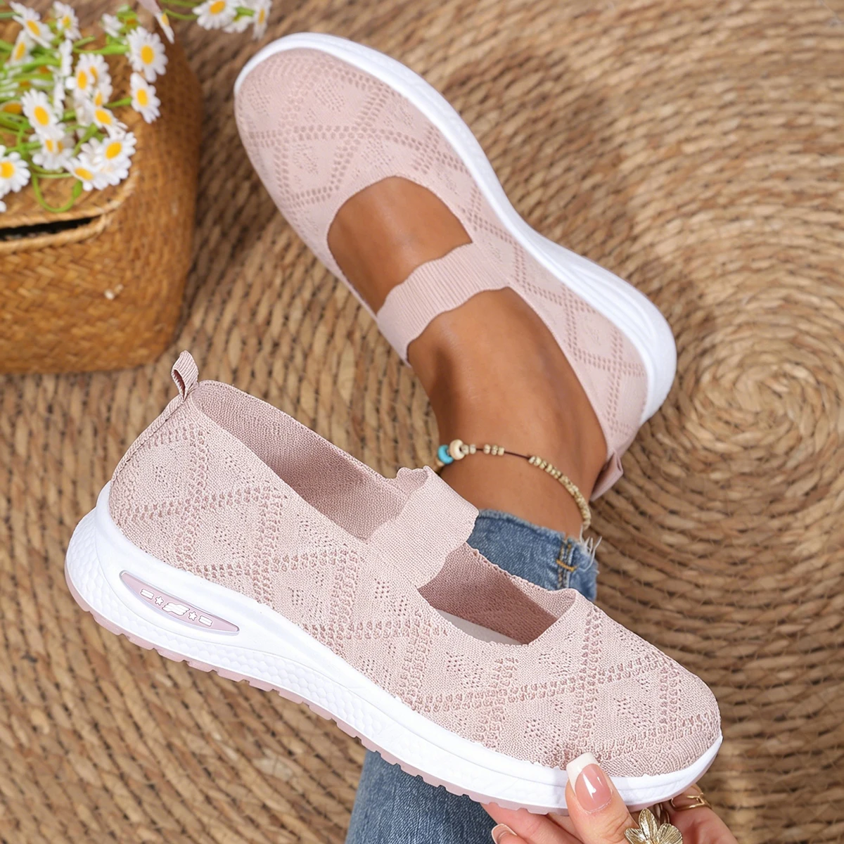 Solid Color Women Hollow Mesh Mary Jane Platform Sneakers Elastic Band Slip On Non Slip Cushioned Sole Comfort Elderly Shoes
Solid Color Women Hollow Mesh Mary Jane Platform Sneakers Elastic Band Slip On Non Slip Cushioned Sole Comfort Elderly Shoes