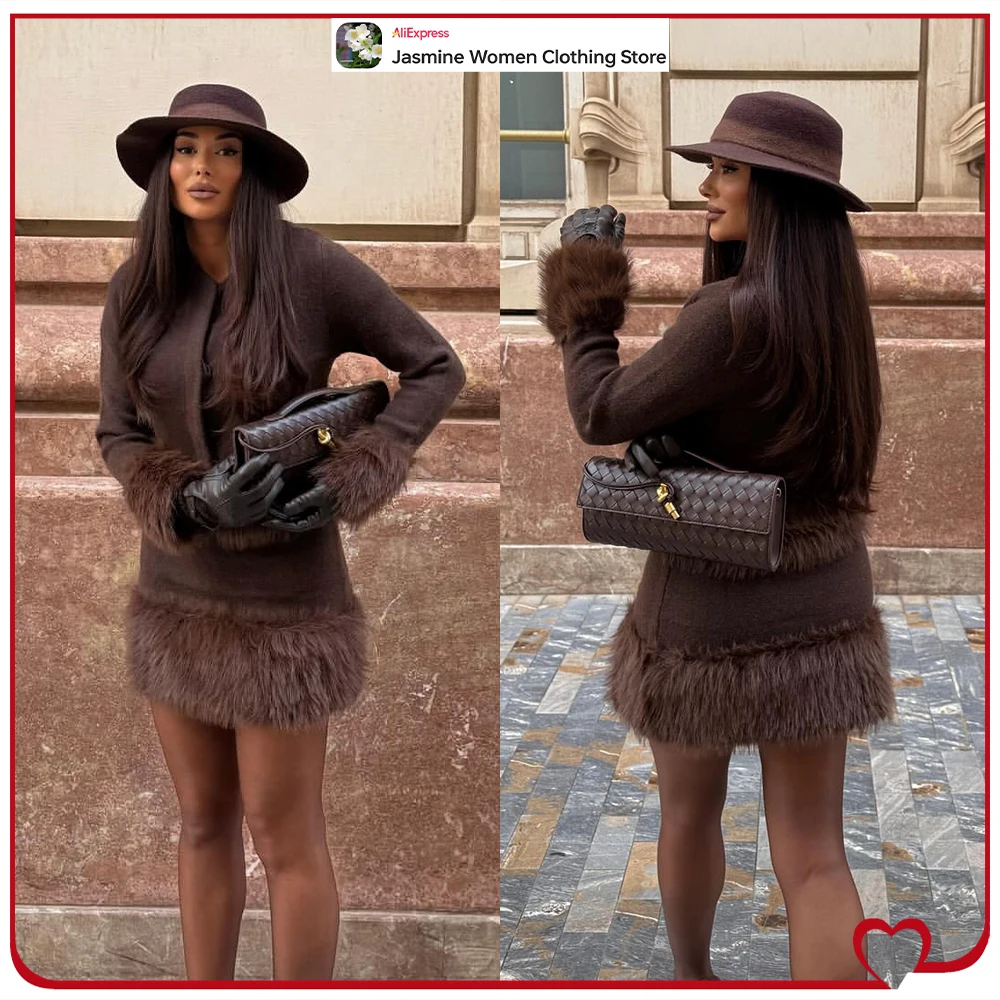 Новинка осени Co-ord Sets для женщин Повседневные комплекты трикотажных платьев из искусственного меха Кардиган с отделкой из искусственного меха Одинаковое платье с круглым вырезом и короткими рукавами
Новинка осени Co-ord Sets для женщин Повседневные комплекты трикотажных платьев из искусственного меха Кардиган с отделкой из искусственного меха Одинаковое платье с круглым вырезом и короткими рукавами