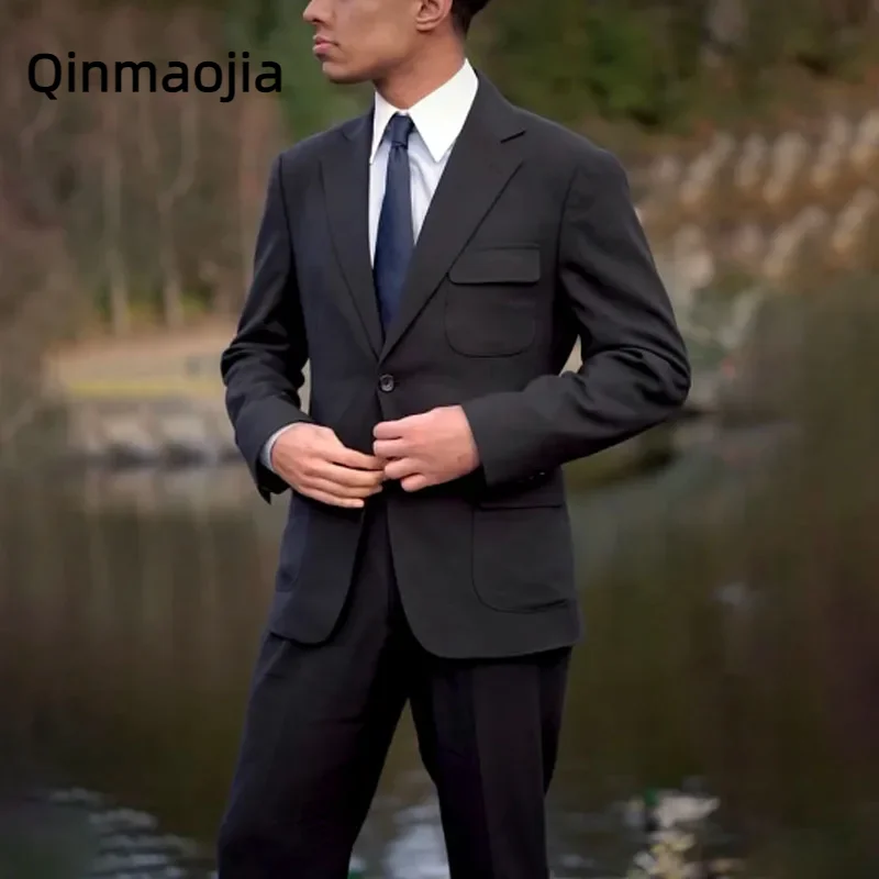 Fashion Black Suits For Mens Notched Lapel Formal Business Wedding Groom Tuxedo 2 Piece Set Costume Homme Men's clothing
Fashion Black Suits For Mens Notched Lapel Formal Business Wedding Groom Tuxedo 2 Piece Set Costume Homme Men's clothing