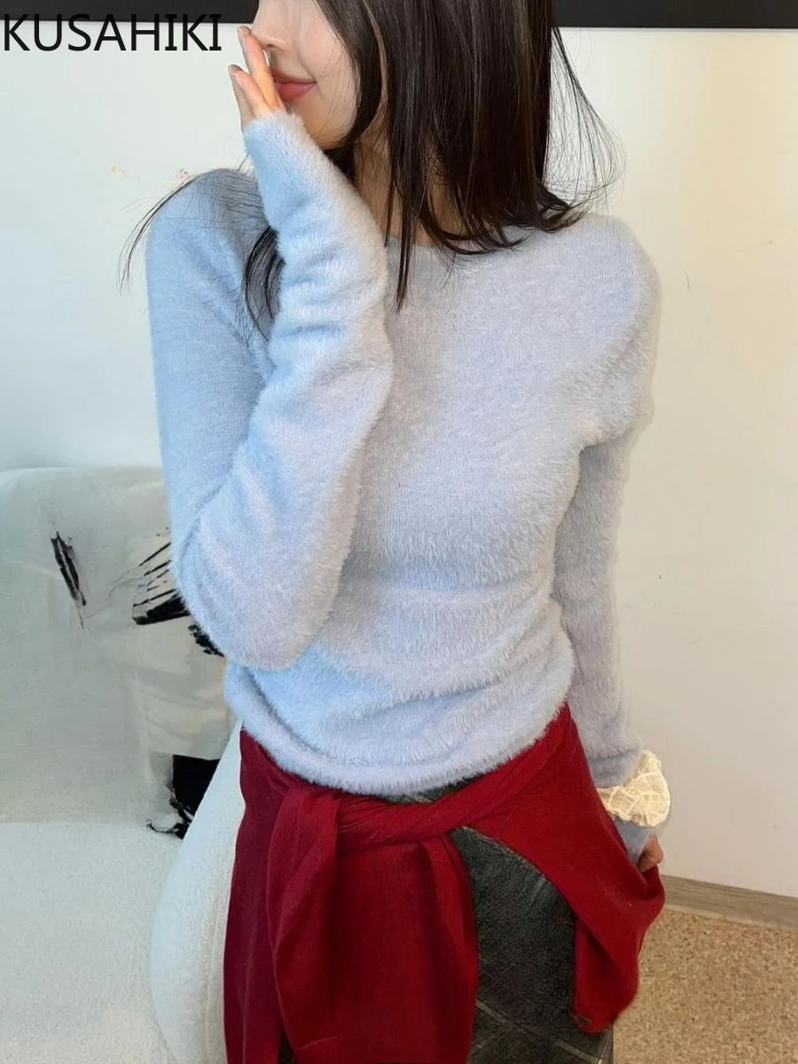 KUSAHIKI Autumn Winter New Plush Warm Slim Fit Versatile Short Soft Knitted Sweater Top for Women
KUSAHIKI Autumn Winter New Plush Warm Slim Fit Versatile Short Soft Knitted Sweater Top for Women