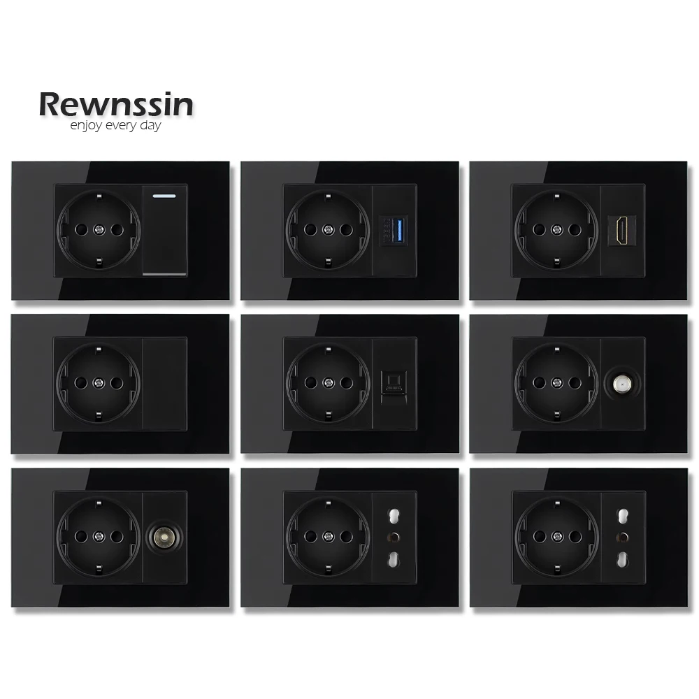 Black Glass Panel Socket + Light Switch Internet Jack Rocker Switch Socket 118 MM* 75MM EU Korean Socket 16A 250V Socket
Black Glass Panel Socket + Light Switch Internet Jack Rocker Switch Socket 118 MM* 75MM EU Korean Socket 16A 250V Socket