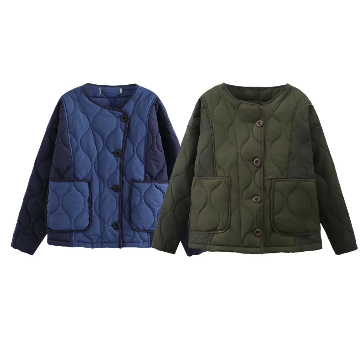 PB&ZA2025 women's autumn new contrast color stitching design casual loose fashion round neck short quilted jacket
PB&ZA2025 women's autumn new contrast color stitching design casual loose fashion round neck short quilted jacket