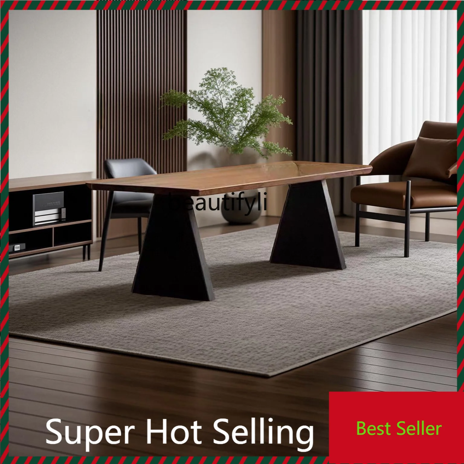 G1218 Medieval solid wood rectangular home dining table simple log designer living room long desk 
G1218 Medieval solid wood rectangular home dining table simple log designer living room long desk